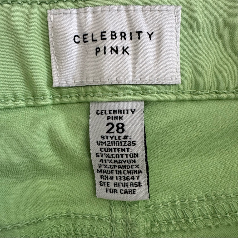 Celebrity Pink Lime Lt Neon Green Lightweight Crop Pants Jeans Size 28 Like New - Picture 4 of 7